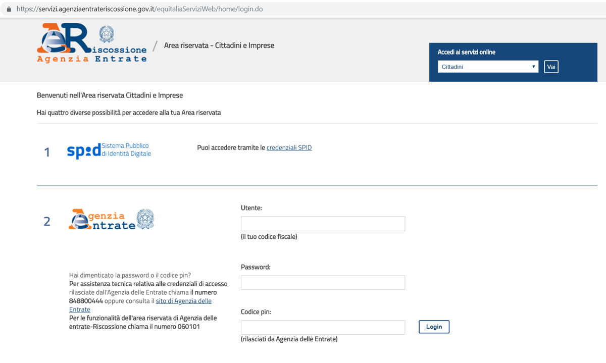 agenzia delle entrate e riscossione accesso area riservata imprese