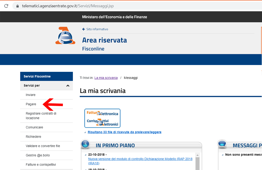 pagare f24web con fisconline dal sito agenzia delle entrate