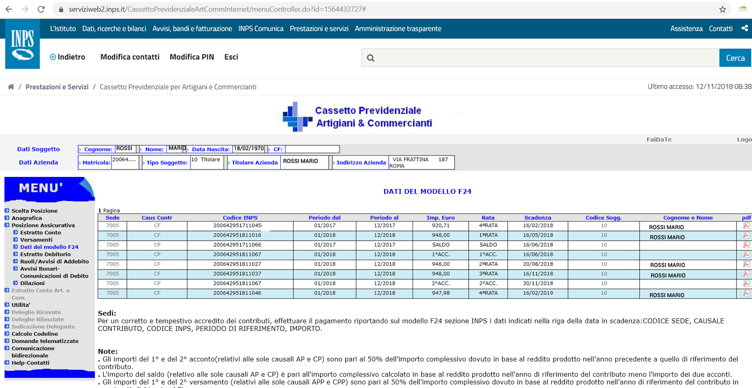 rate cassetto previdenziale inps artigiani e commercianti